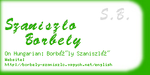 szaniszlo borbely business card